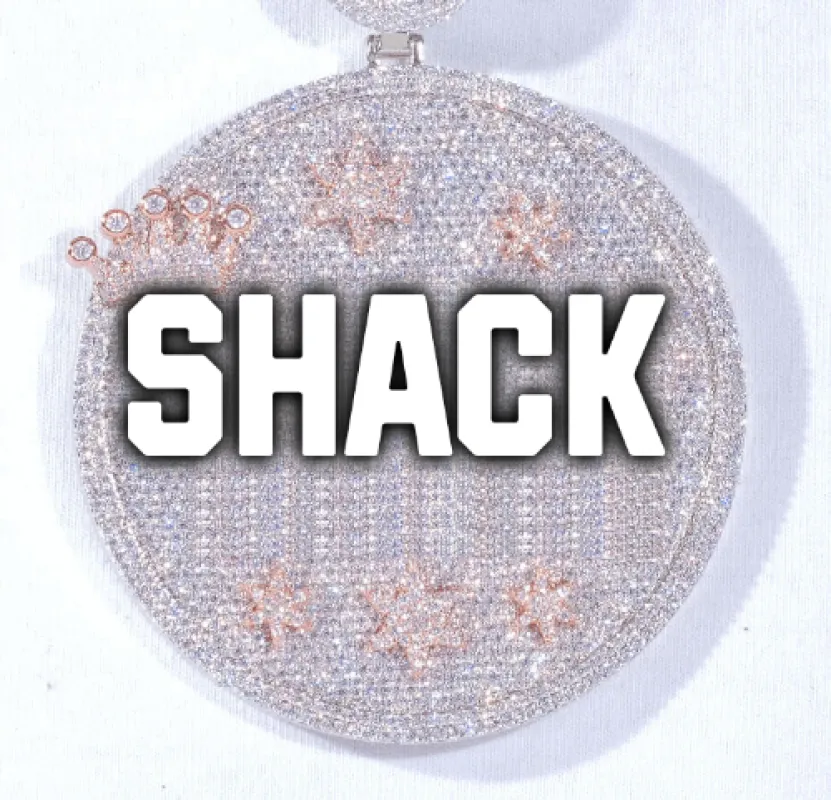 CUSTOM LETTER NECKLACE 3D BIG CROWN DISC sold by The GUU Shop