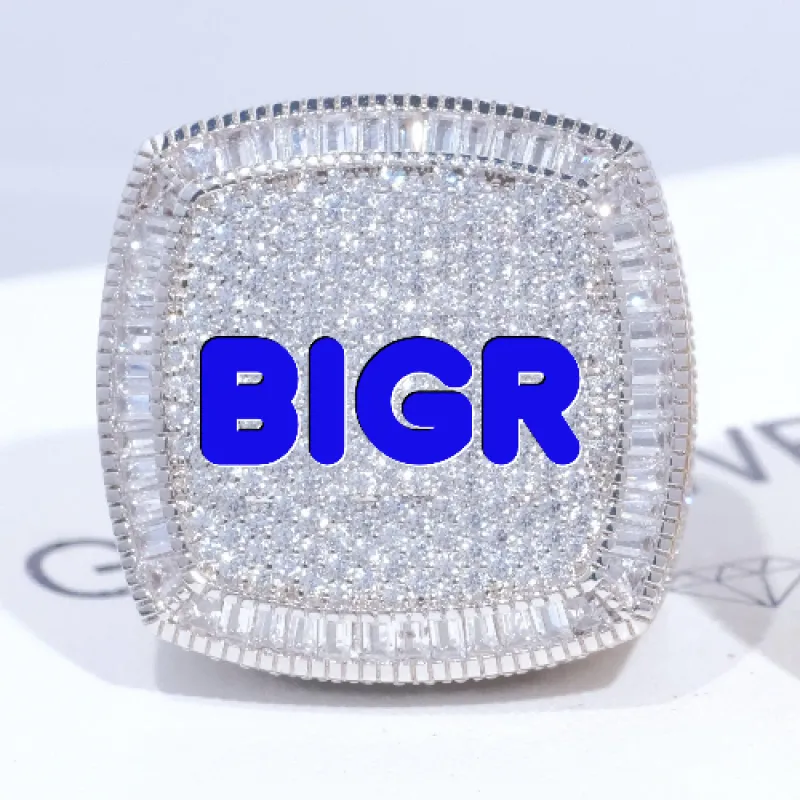 CUSTOM LETTER 3D ICED RING sold by The GUU Shop