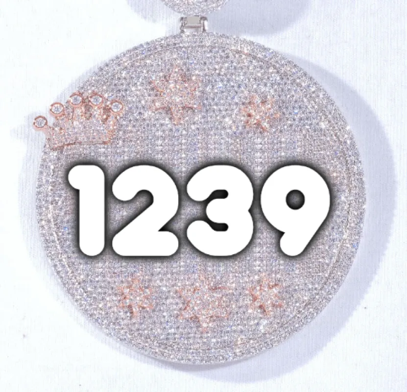 CUSTOM LETTER NECKLACE 3D BIG CROWN DISC sold by The GUU Shop