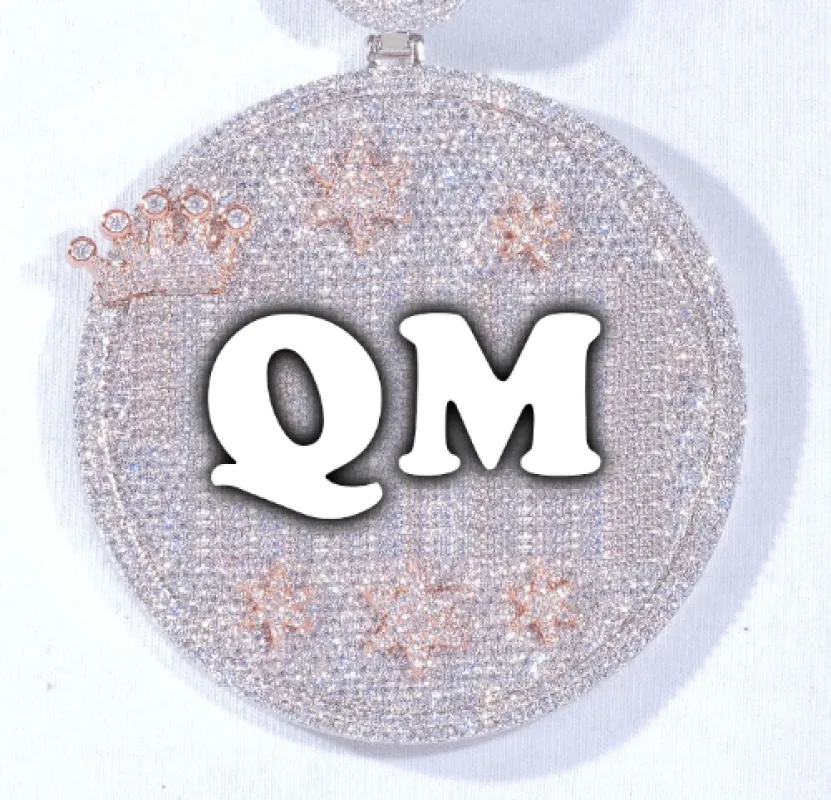 CUSTOM LETTER NECKLACE 3D BIG CROWN DISC sold by The GUU Shop