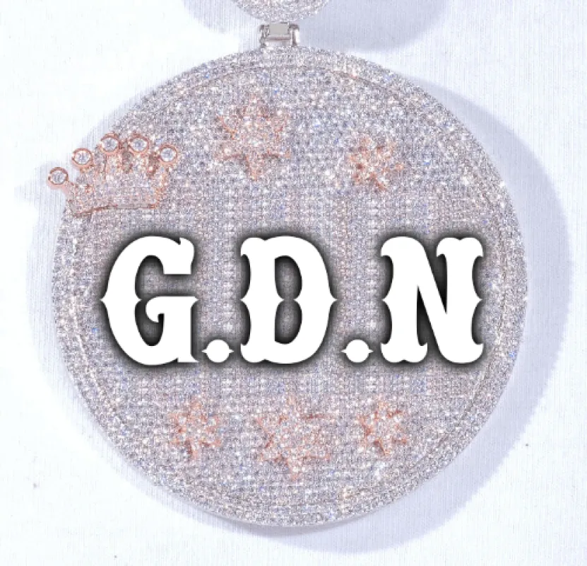 CUSTOM LETTER NECKLACE 3D BIG CROWN DISC sold by The GUU Shop