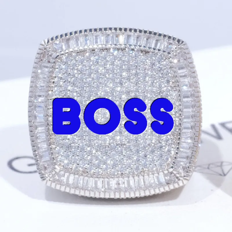 CUSTOM LETTER 3D ICED RING sold by The GUU Shop