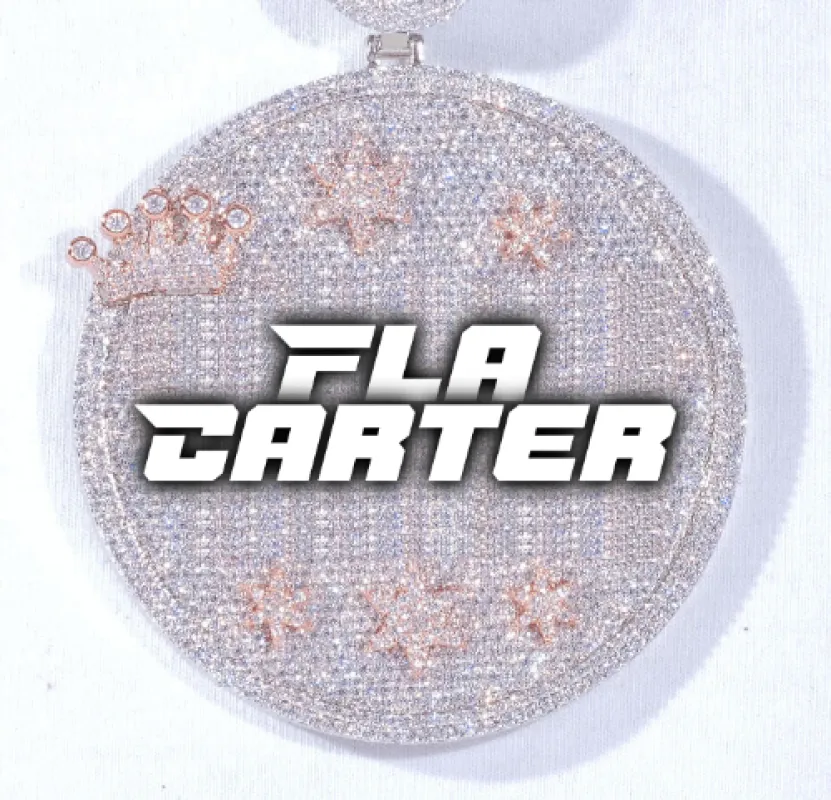 CUSTOM LETTER NECKLACE 3D BIG CROWN DISC sold by The GUU Shop