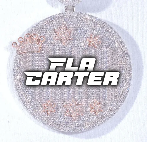 CUSTOM LETTER NECKLACE 3D BIG CROWN DISC sold by The GUU Shop