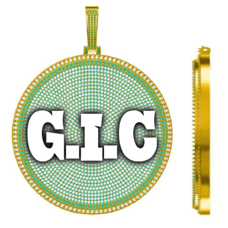 CUSTOM LETTER NECKLACE 3D BIG DISC sold by The GUU Shop