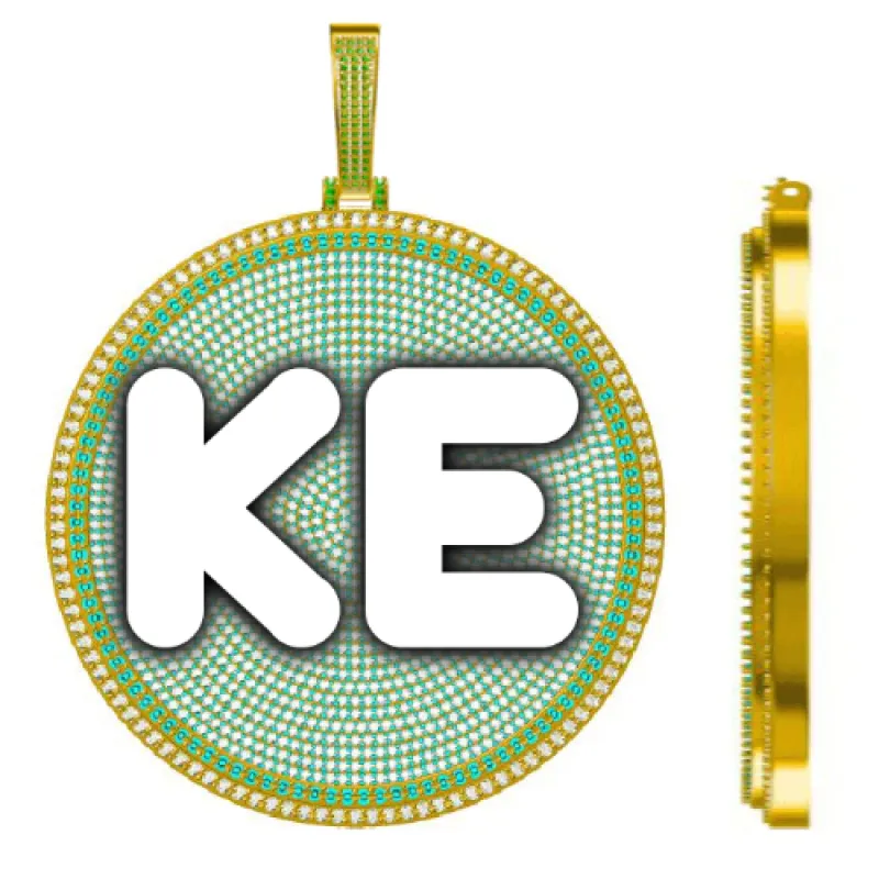 CUSTOM LETTER NECKLACE 3D BIG DISC sold by The GUU Shop