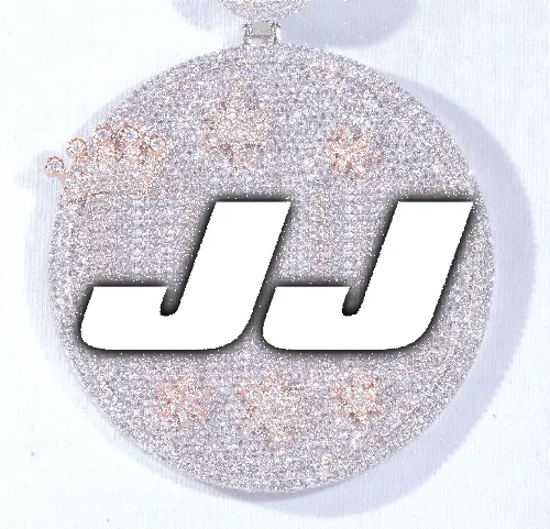 CUSTOM LETTER NECKLACE 3D BIG CROWN DISC sold by The GUU Shop