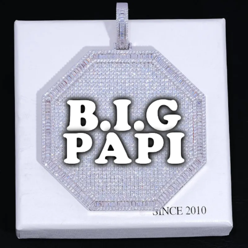 CUSTOM LETTER NECKLACE 3D BIG OCTAGON sold by The GUU Shop