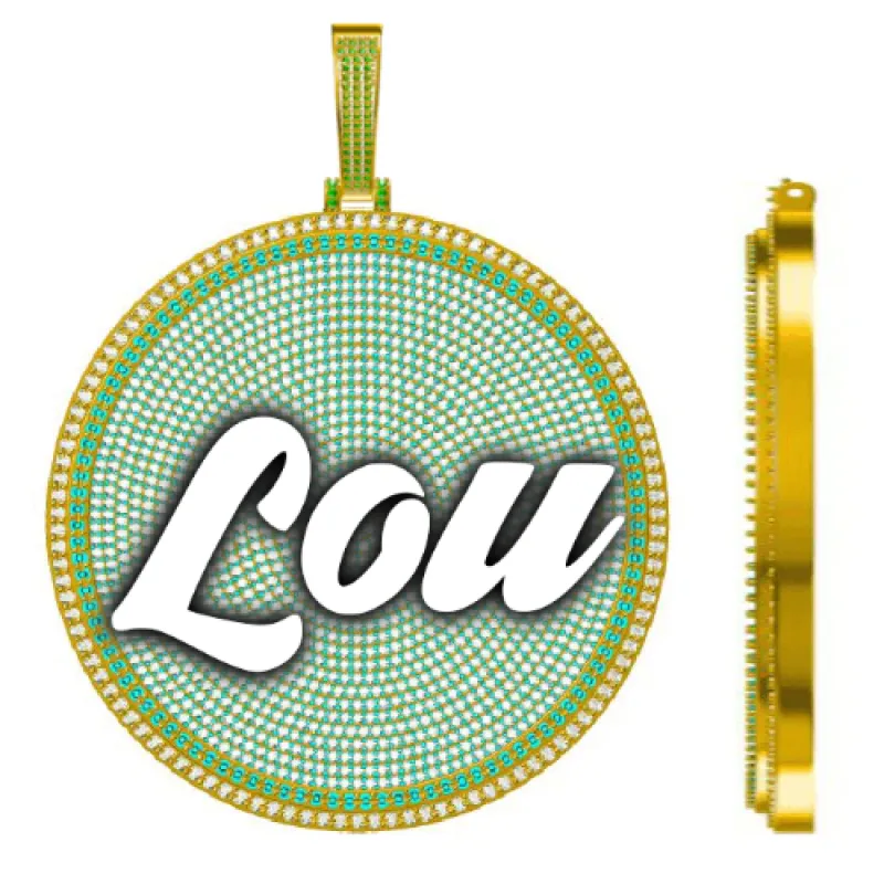 CUSTOM LETTER NECKLACE 3D BIG DISC sold by The GUU Shop