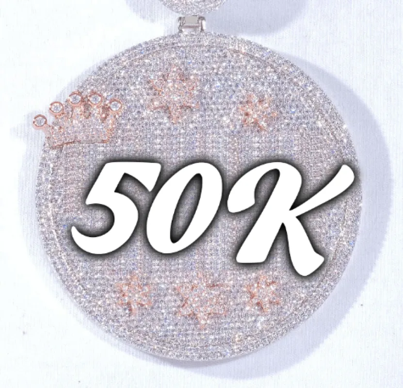 CUSTOM LETTER NECKLACE 3D BIG CROWN DISC sold by The GUU Shop