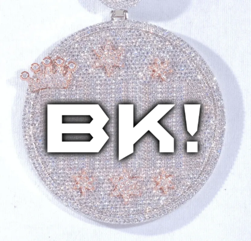 CUSTOM LETTER NECKLACE 3D BIG CROWN DISC sold by The GUU Shop