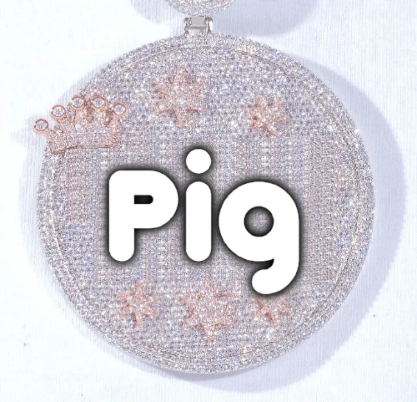 CUSTOM LETTER NECKLACE 3D BIG CROWN DISC sold by The GUU Shop