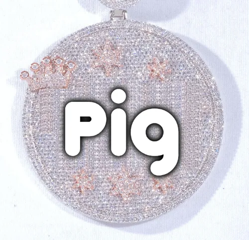 CUSTOM LETTER NECKLACE 3D BIG CROWN DISC sold by The GUU Shop