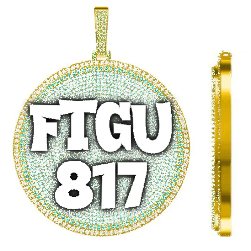CUSTOM LETTER NECKLACE 3D BIG DISC sold by The GUU Shop