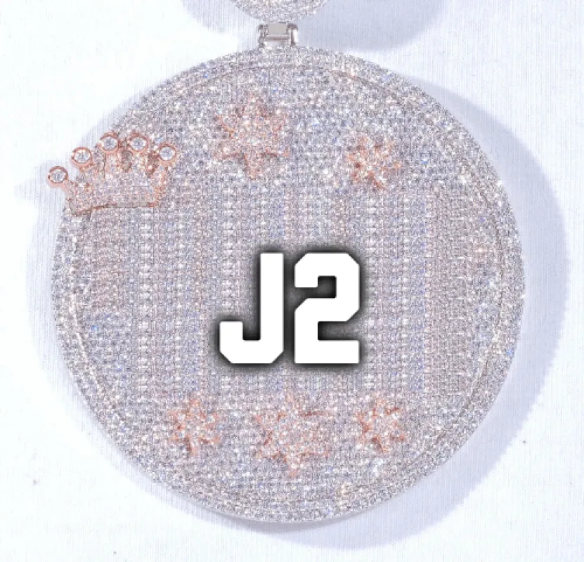 CUSTOM LETTER NECKLACE 3D BIG CROWN DISC sold by The GUU Shop