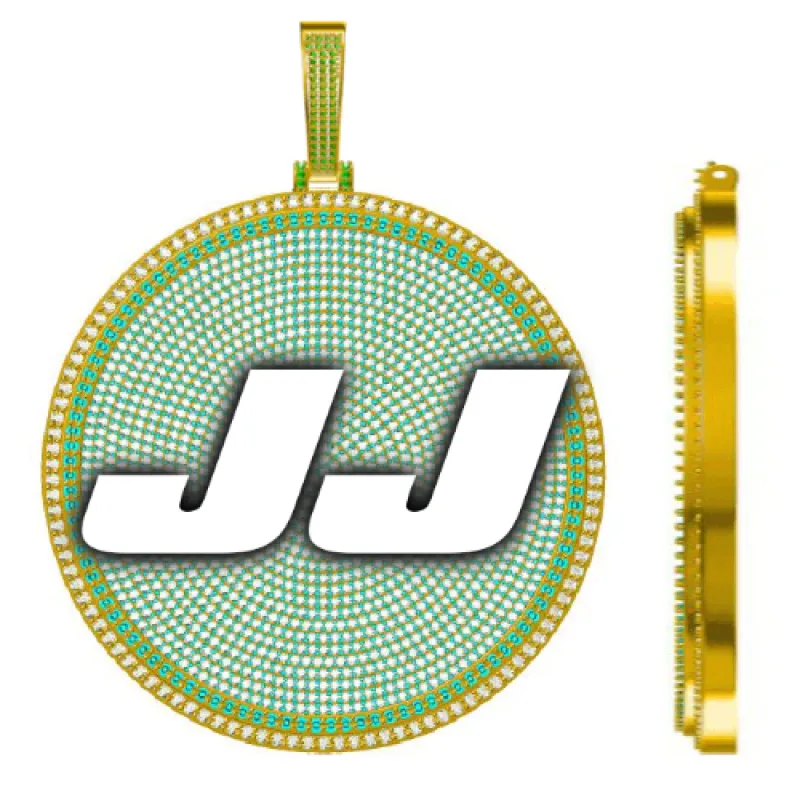 CUSTOM LETTER NECKLACE 3D BIG DISC sold by The GUU Shop