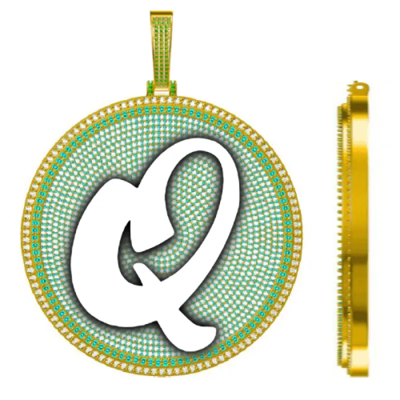 CUSTOM LETTER NECKLACE 3D BIG DISC sold by The GUU Shop