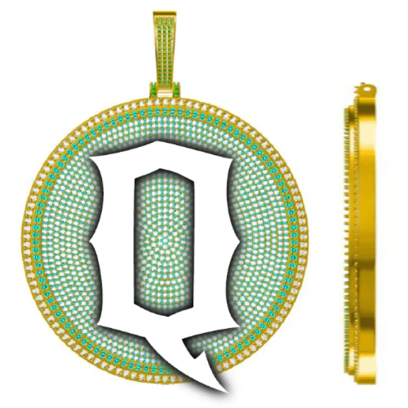 CUSTOM LETTER NECKLACE 3D BIG DISC sold by The GUU Shop