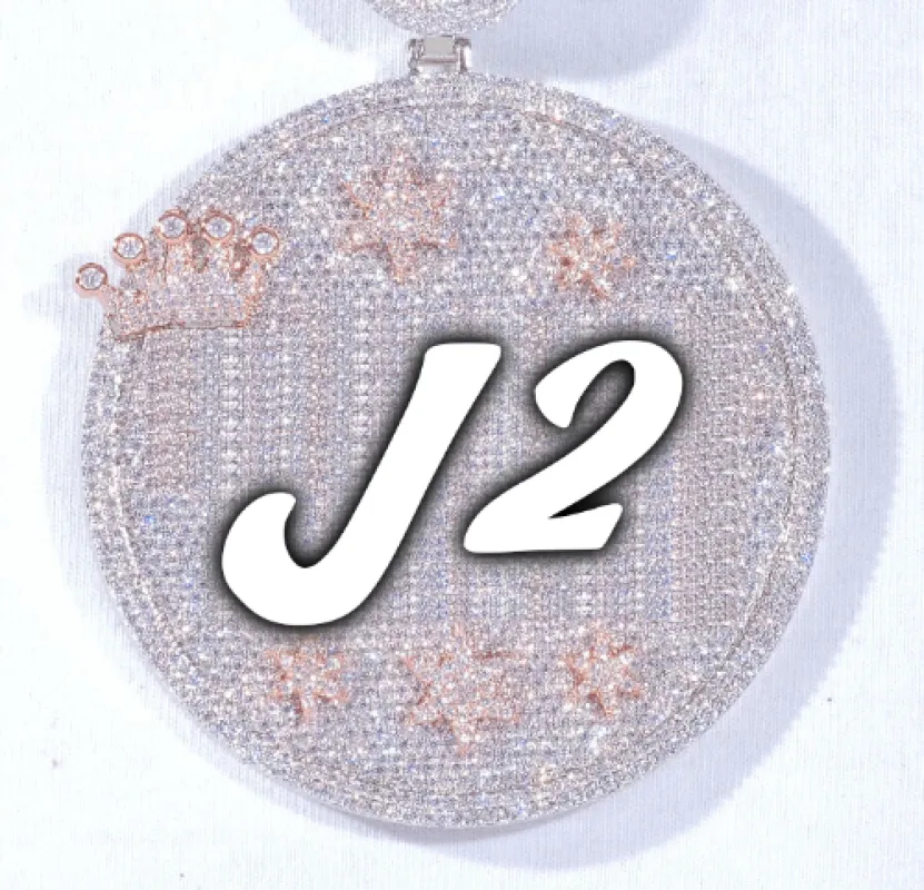 CUSTOM LETTER NECKLACE 3D BIG CROWN DISC sold by The GUU Shop