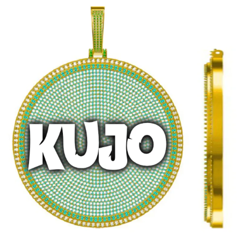 CUSTOM LETTER NECKLACE 3D BIG DISC sold by The GUU Shop