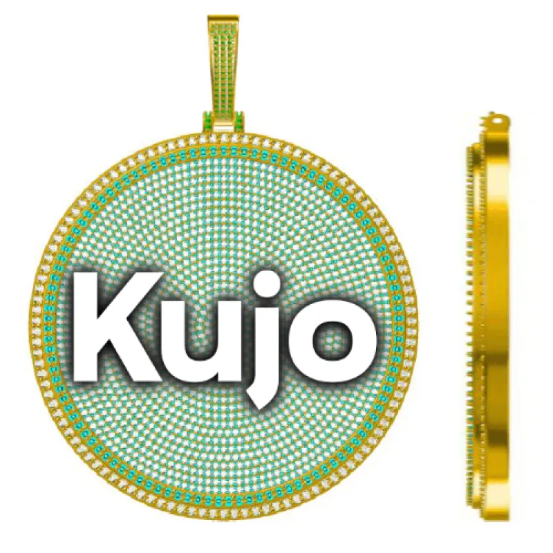 CUSTOM LETTER NECKLACE 3D BIG DISC sold by The GUU Shop