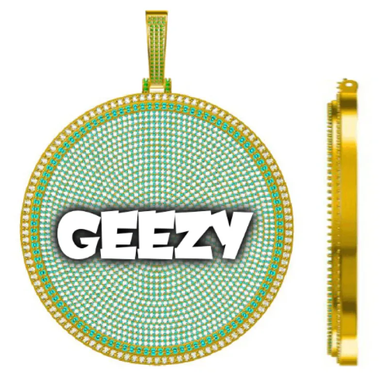 CUSTOM LETTER NECKLACE 3D BIG DISC sold by The GUU Shop