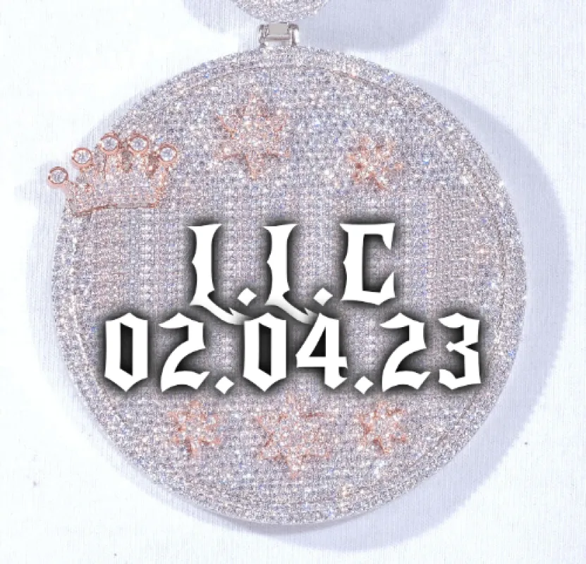 CUSTOM LETTER NECKLACE 3D BIG CROWN DISC sold by The GUU Shop