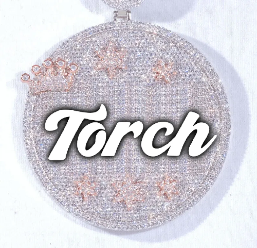 CUSTOM LETTER NECKLACE 3D BIG CROWN DISC sold by The GUU Shop