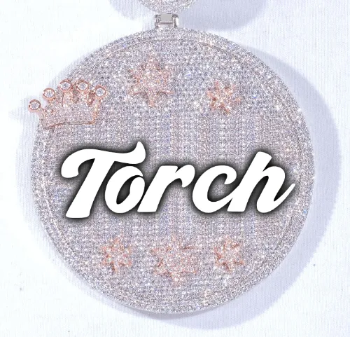 CUSTOM LETTER NECKLACE 3D BIG CROWN DISC sold by The GUU Shop