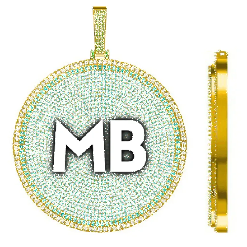 CUSTOM LETTER NECKLACE 3D BIG DISC sold by The GUU Shop