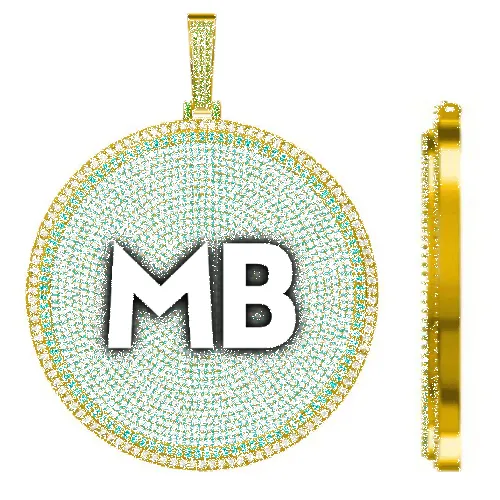 CUSTOM LETTER NECKLACE 3D BIG DISC sold by The GUU Shop