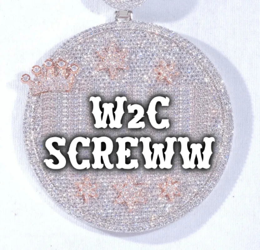 CUSTOM LETTER NECKLACE 3D BIG CROWN DISC sold by The GUU Shop