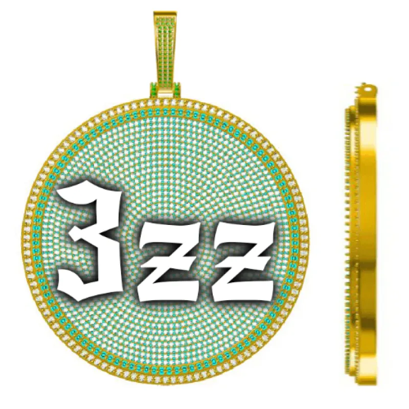 CUSTOM LETTER NECKLACE 3D BIG DISC sold by The GUU Shop