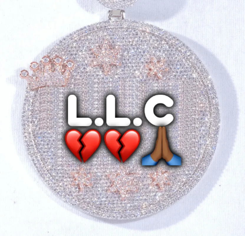 CUSTOM LETTER NECKLACE 3D BIG CROWN DISC sold by The GUU Shop