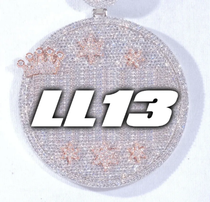 CUSTOM LETTER NECKLACE 3D BIG CROWN DISC sold by The GUU Shop