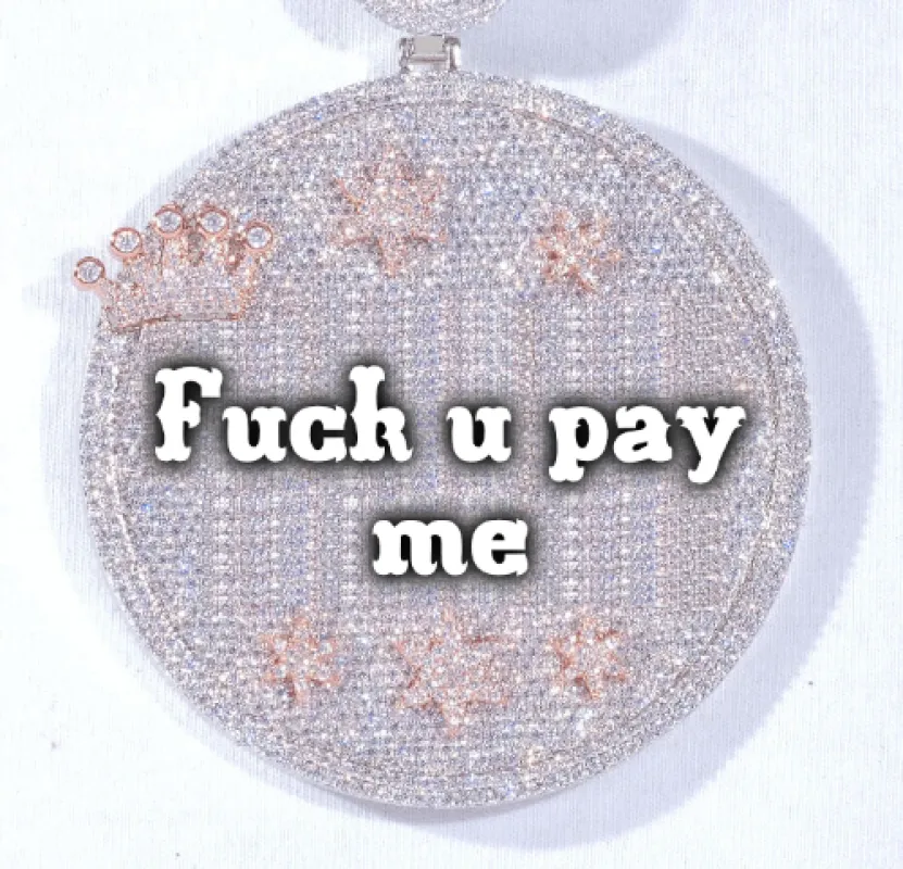 CUSTOM LETTER NECKLACE 3D BIG CROWN DISC sold by The GUU Shop