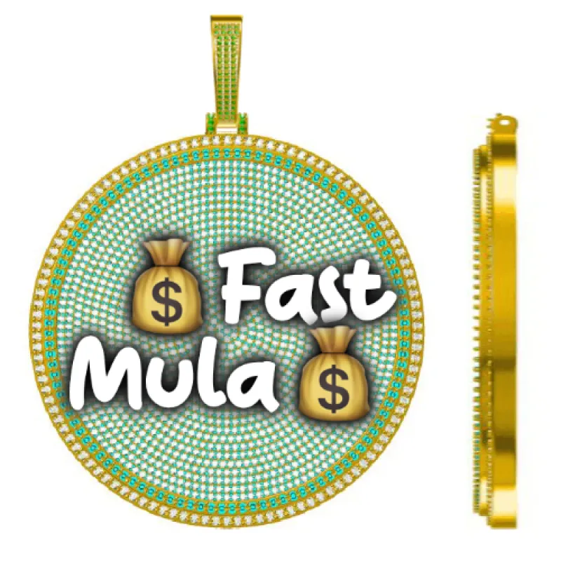 CUSTOM LETTER NECKLACE 3D BIG DISC sold by The GUU Shop