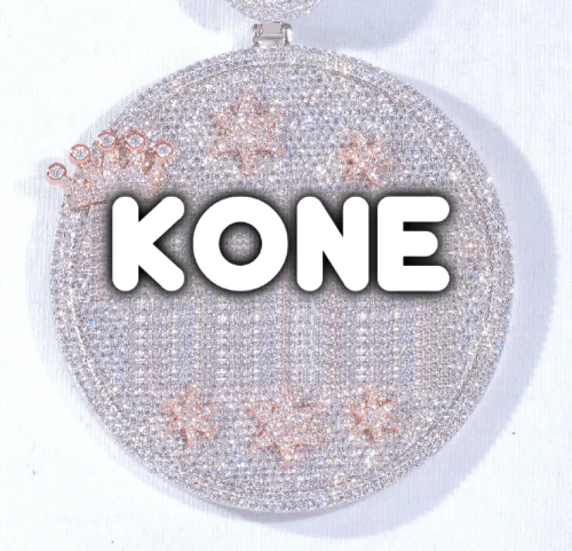 CUSTOM LETTER NECKLACE 3D BIG CROWN DISC made by The GUU Shop