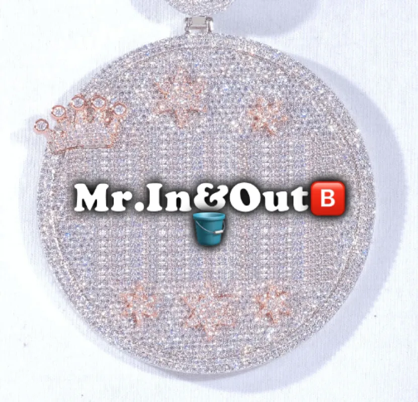 CUSTOM LETTER NECKLACE 3D BIG CROWN DISC sold by The GUU Shop