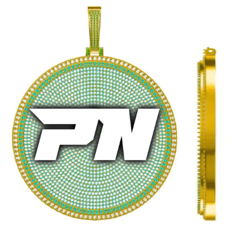 CUSTOM LETTER NECKLACE 3D BIG DISC sold by The GUU Shop