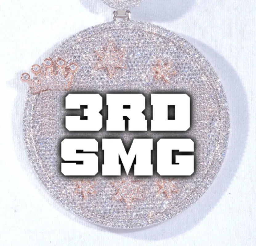 CUSTOM LETTER NECKLACE 3D BIG CROWN DISC sold by The GUU Shop