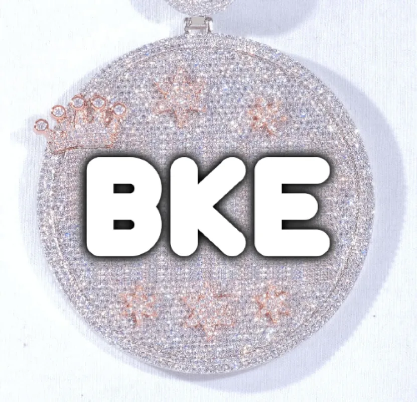 CUSTOM LETTER NECKLACE 3D BIG CROWN DISC sold by The GUU Shop