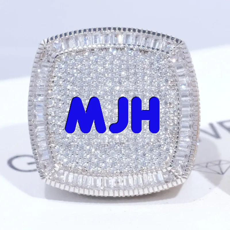 CUSTOM LETTER 3D ICED RING sold by The GUU Shop