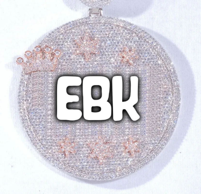 CUSTOM LETTER NECKLACE 3D BIG CROWN DISC sold by The GUU Shop