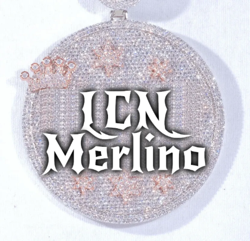 CUSTOM LETTER NECKLACE 3D BIG CROWN DISC sold by The GUU Shop