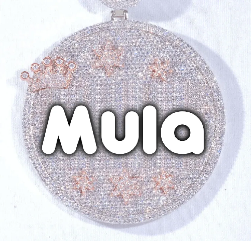 CUSTOM LETTER NECKLACE 3D BIG CROWN DISC sold by The GUU Shop