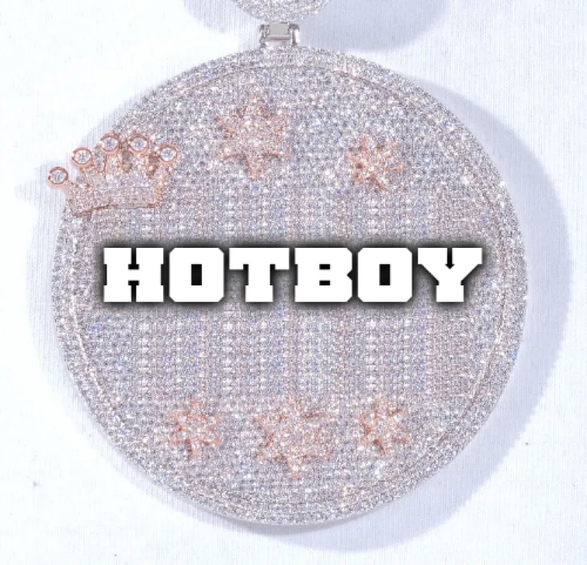 CUSTOM LETTER NECKLACE 3D BIG CROWN DISC sold by The GUU Shop