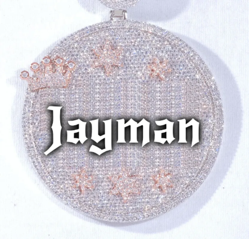 CUSTOM LETTER NECKLACE 3D BIG CROWN DISC sold by The GUU Shop