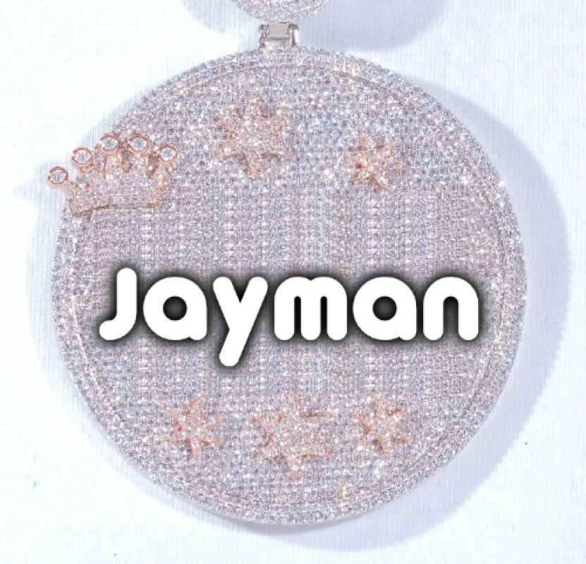 CUSTOM LETTER NECKLACE 3D BIG CROWN DISC sold by The GUU Shop