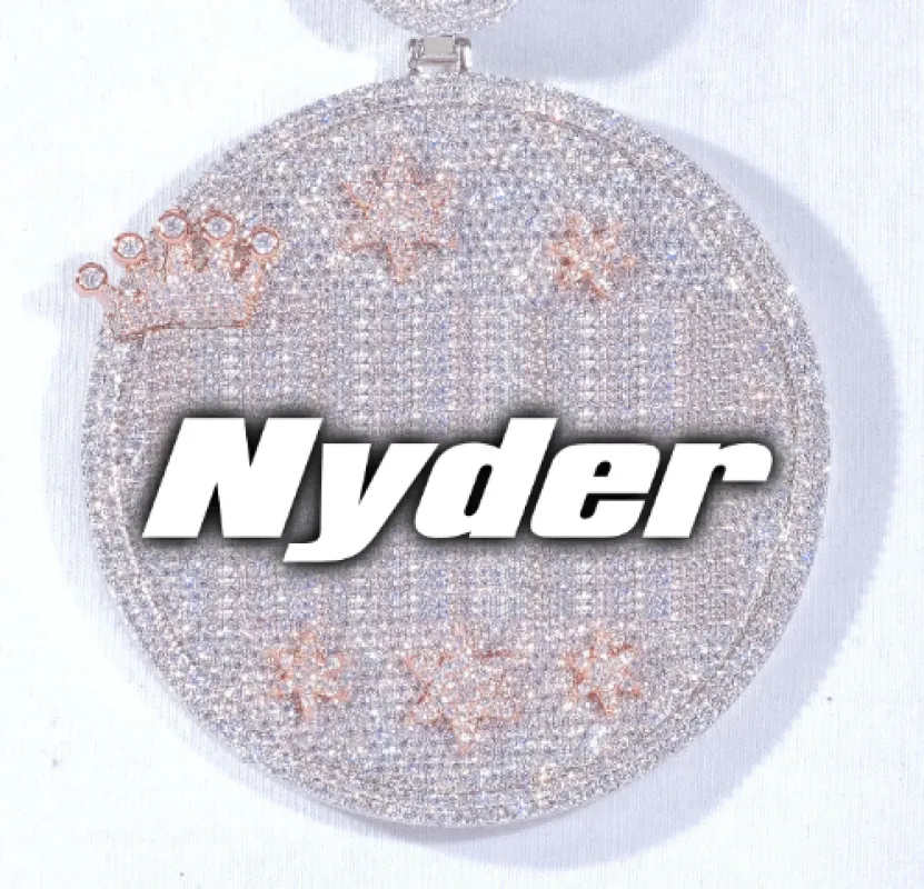 CUSTOM LETTER NECKLACE 3D BIG CROWN DISC sold by The GUU Shop